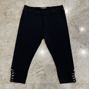 Slimming Options for Kate & Mallory Black Capri Leggings Lattice Calf Design XL